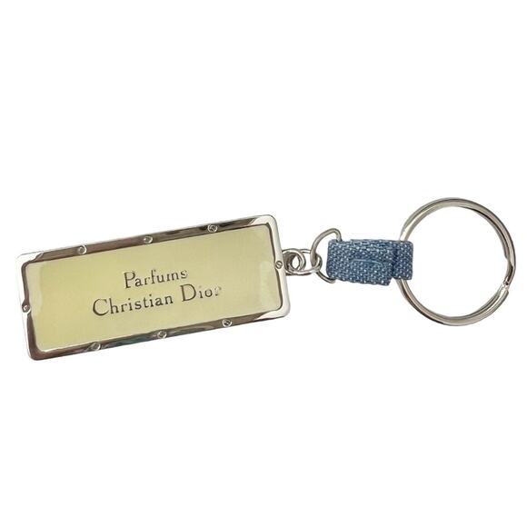 AUTH VTG Christian Dior Miss Dior Nameplate Logo Denim Keychain Key Holder Fob - Picture 9 of 14